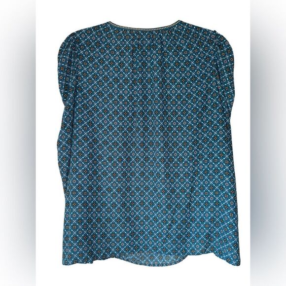 Max Studio Women’s Long Sleeve Blue Patterned Blouse Size XL - Picture 3 of 9